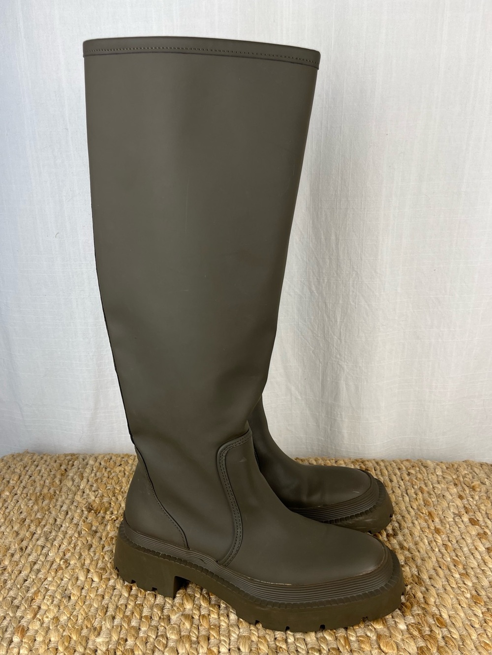 Zara Olive Over-the-Knee Chunky Sole Boots - Picture 3 of 4